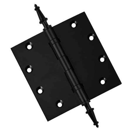 Embassy 5 x 5 Solid Brass Hinge, Flat Black Finish with Steeple Tips 5050BBUS19S-1